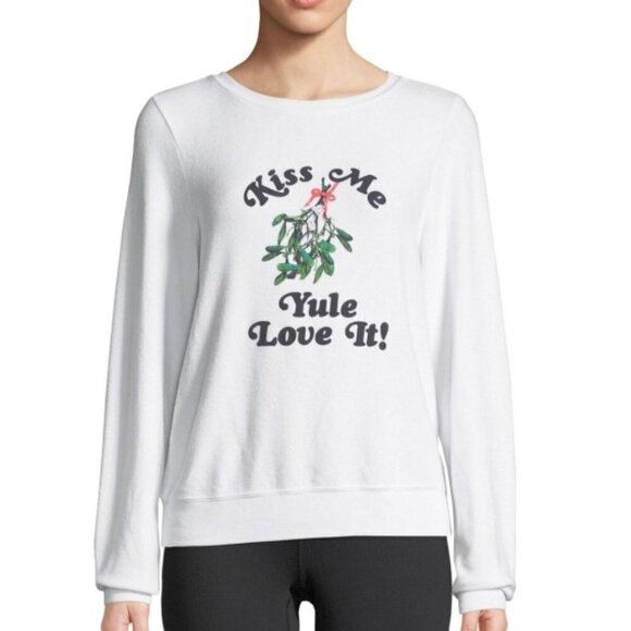 Wildfox "Kiss Me Yule Love It" Pullover Sweatshirt - Picture 1 of 2
